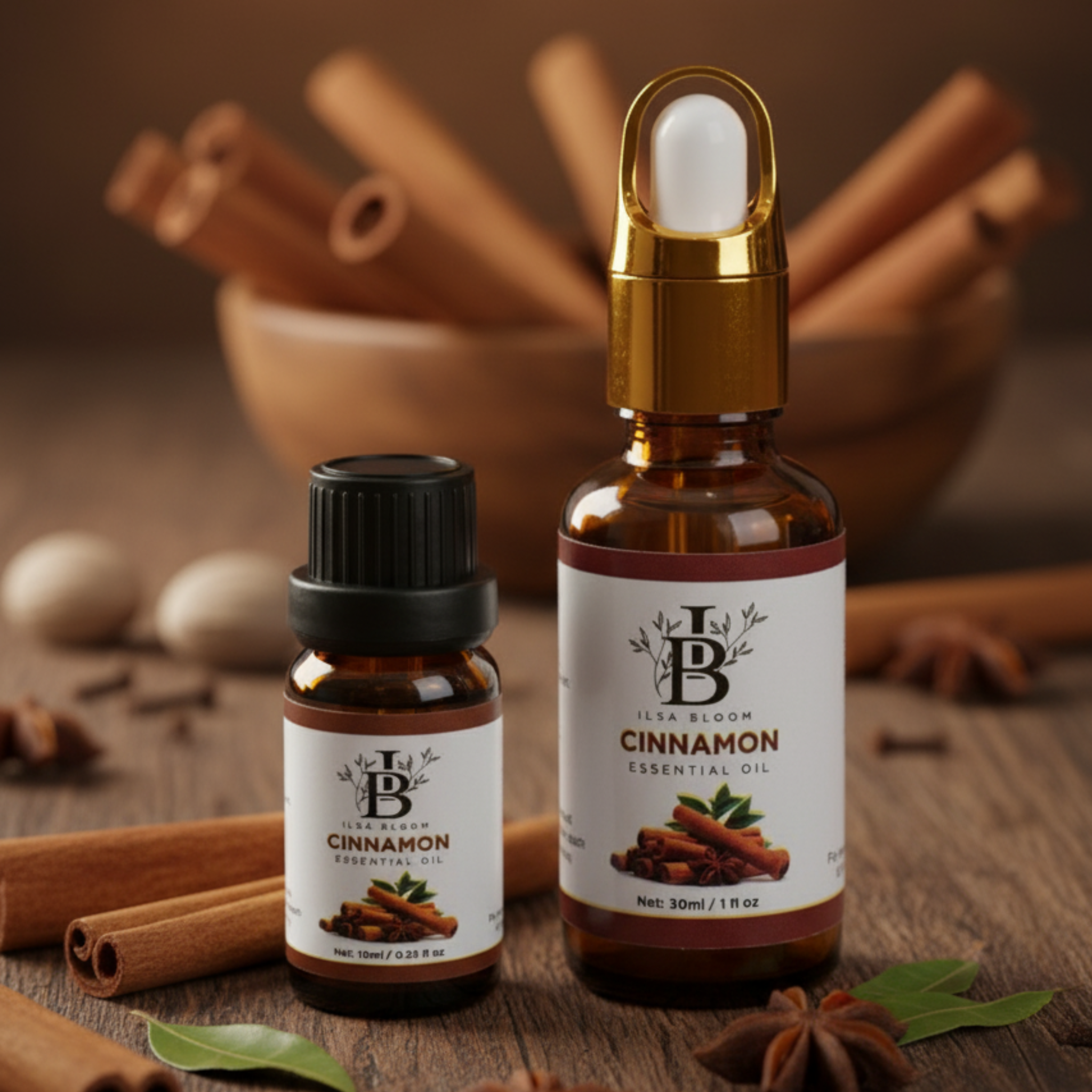 The Ilsa 100% Pure Cinnamon Essential Oil bottle
