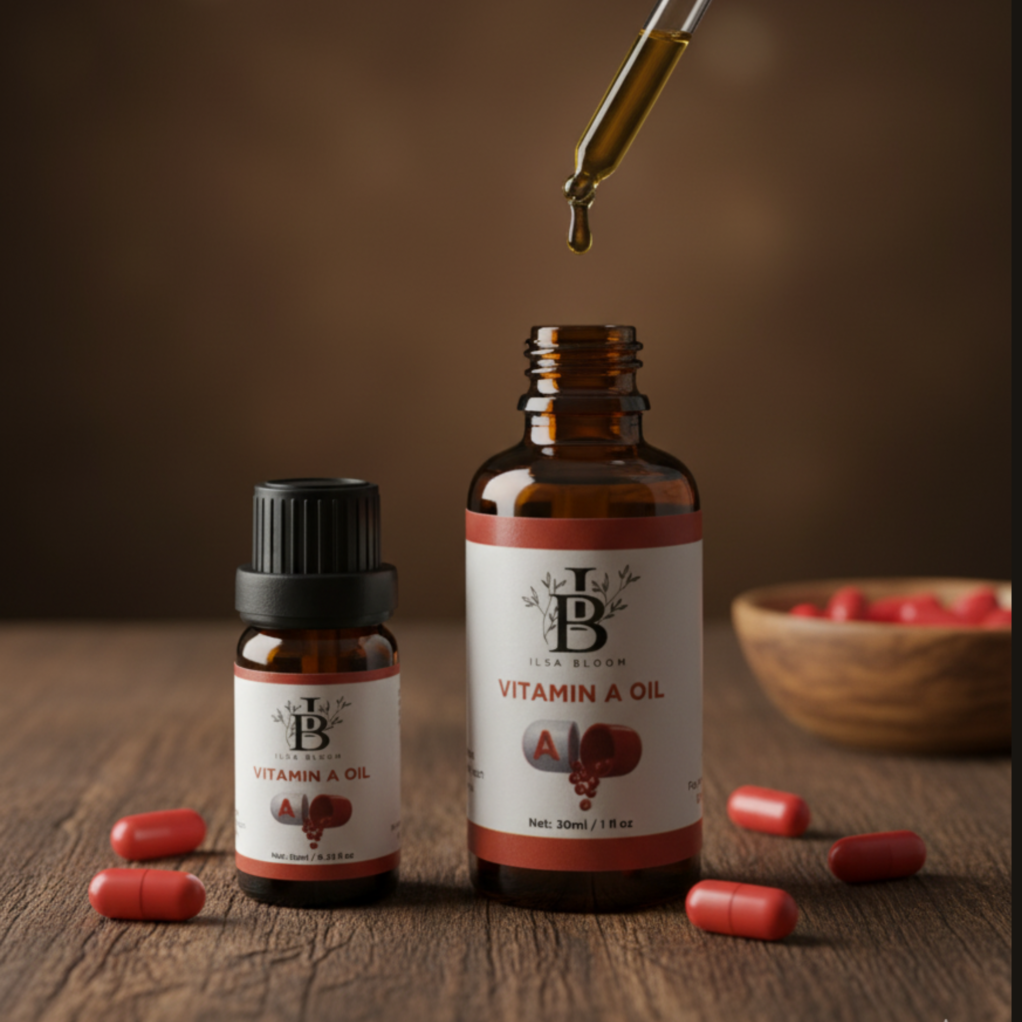 vitamin a oil, retinol oil, pure essential oil, anti age, skin care oil, The Ilsa, organic oil, radiance boost, skin regeneration, anti wrinkle, beauty oil Pakistan, essential oils Karachi
