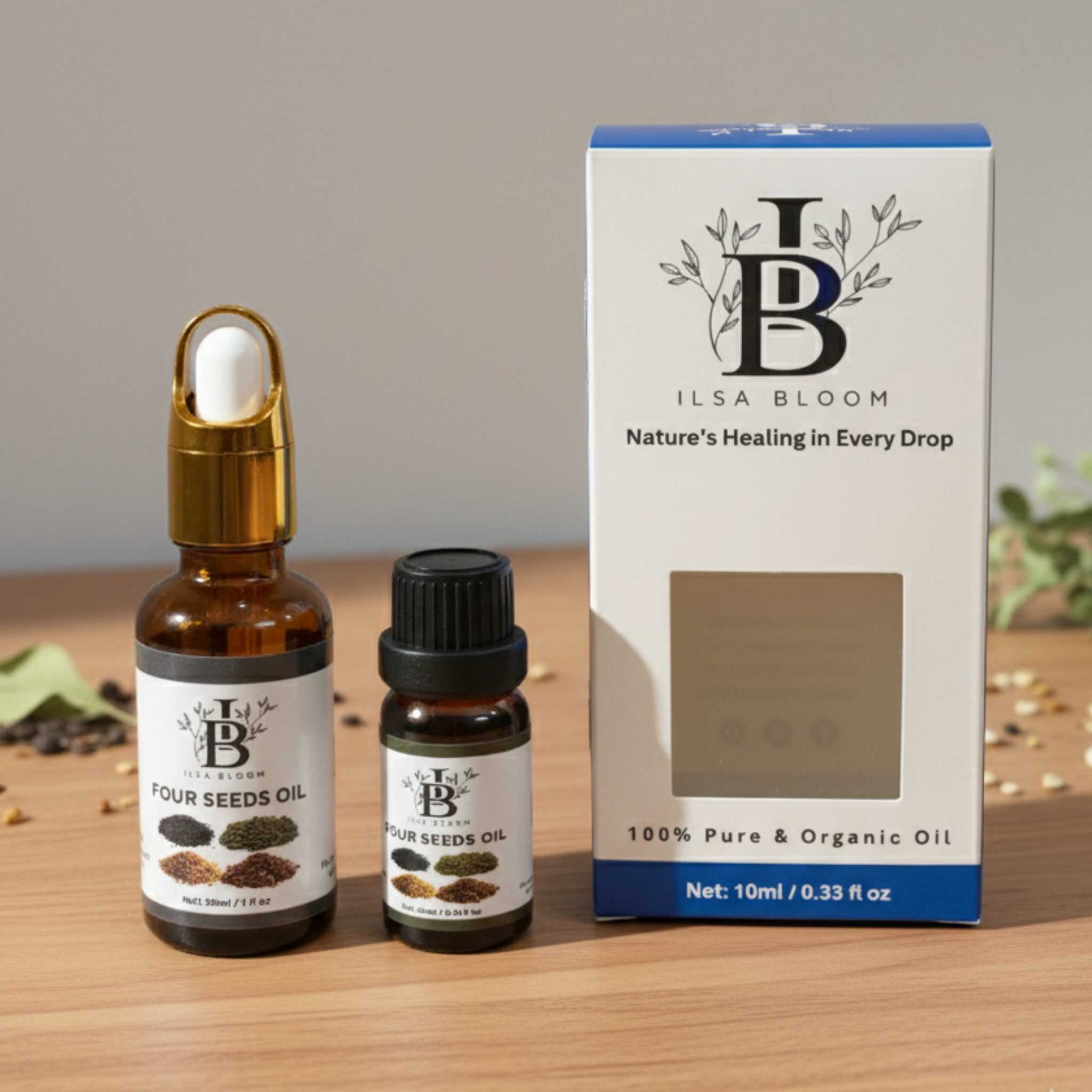 Four Seeds Oil – Cold Pressed Blend of Black Seed, Fenugreek, Pumpkin & Flaxseed Oils for Hair
