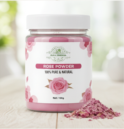 Rose Petal Powder in jar packaging