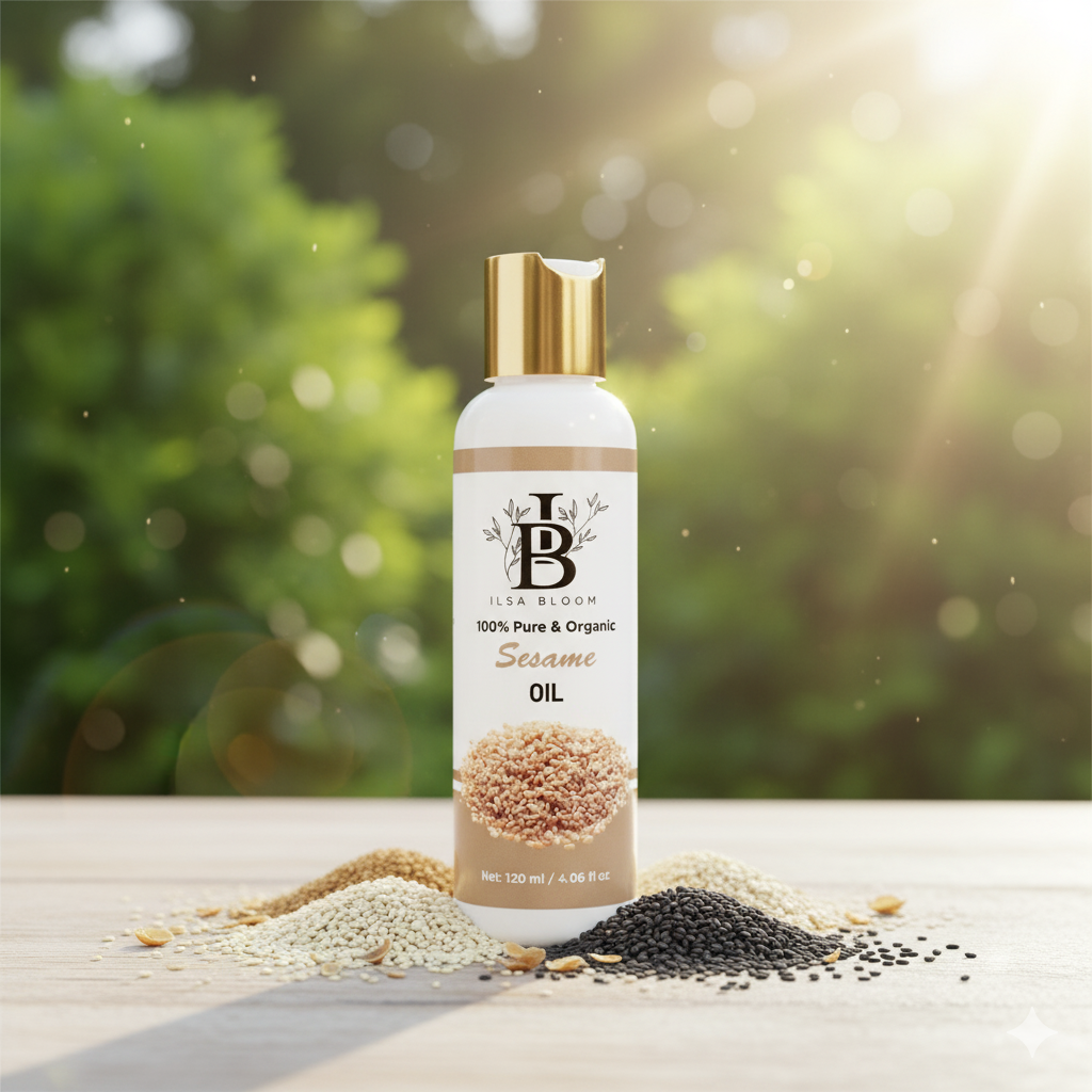 The Ilsa 100% Pure Sesame Oil bottle
